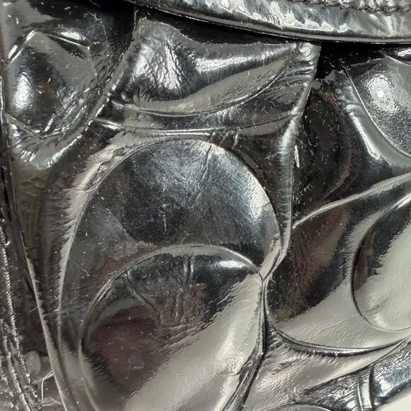 Coach Signature Leah Embossed Patent Leather Shoulder Tote Bag F14663 + Hang Tag - Picture 11 of 16